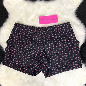 Betsey Johnson Shorts Womens Floral Featherweight Ruffle Goth Tripp Vintage Y2K